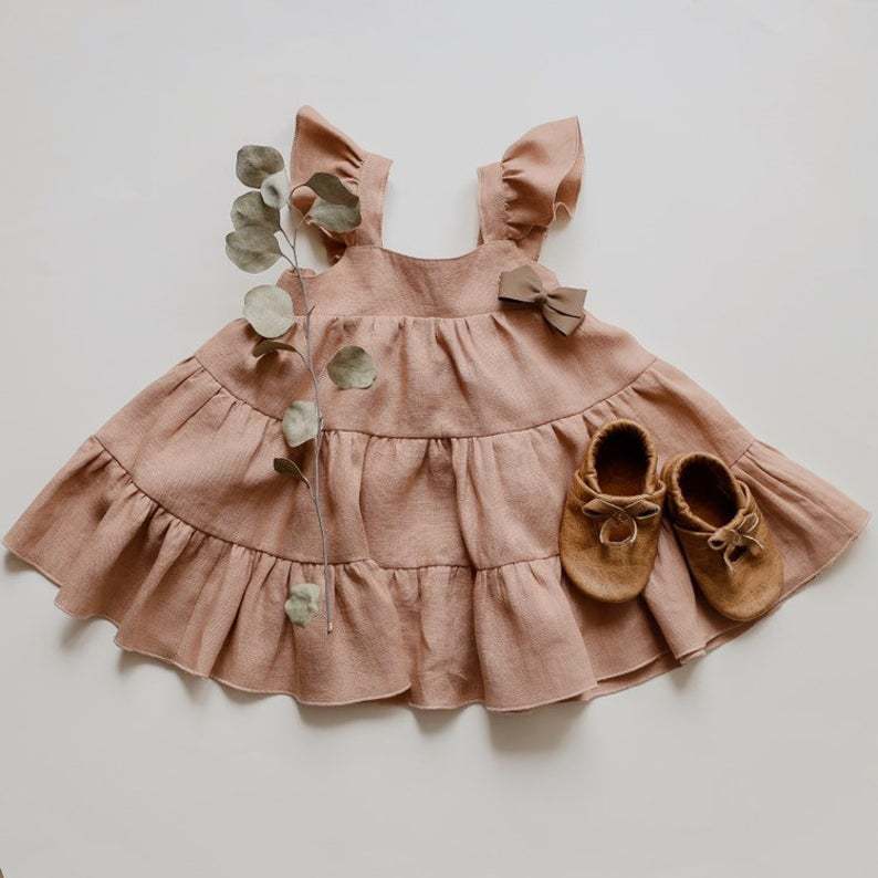 Infant Cotton And Linen Dress Baby Girl Summer Vest Dress