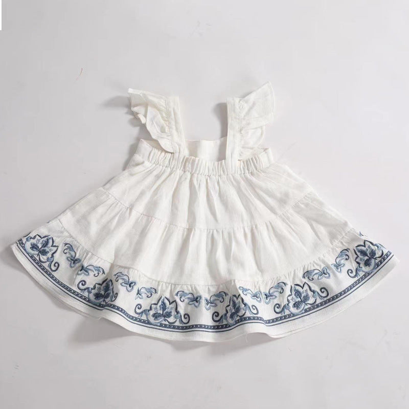 Infant Cotton And Linen Dress Baby Girl Summer Vest Dress