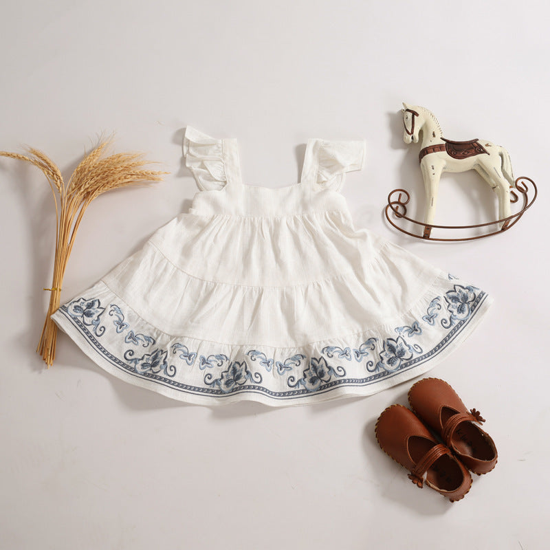 Infant Cotton And Linen Dress Baby Girl Summer Vest Dress