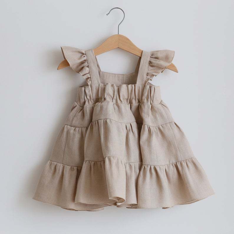 Infant Cotton And Linen Dress Baby Girl Summer Vest Dress