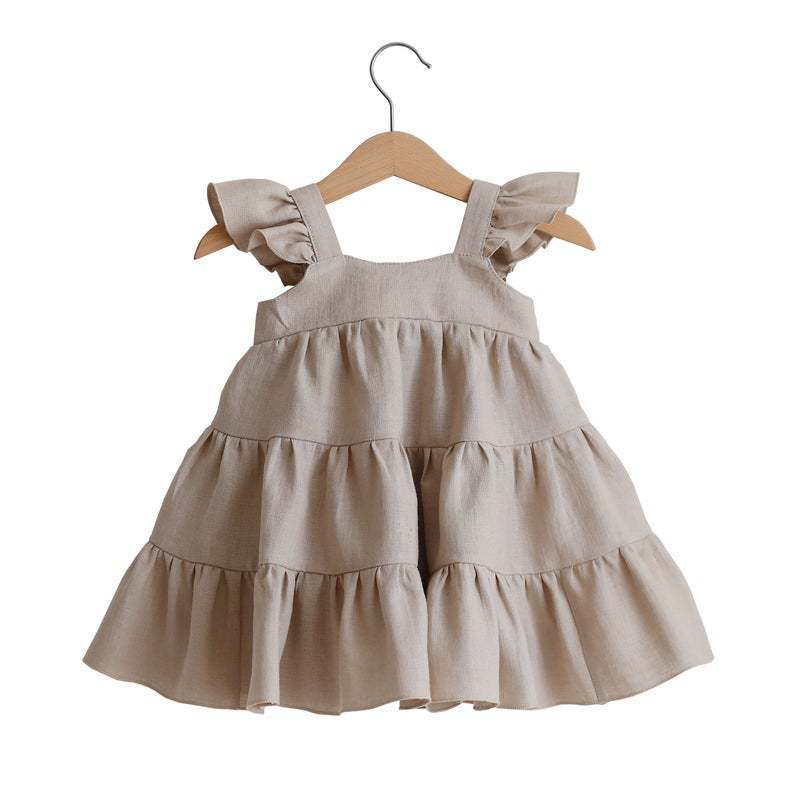 Infant Cotton And Linen Dress Baby Girl Summer Vest Dress